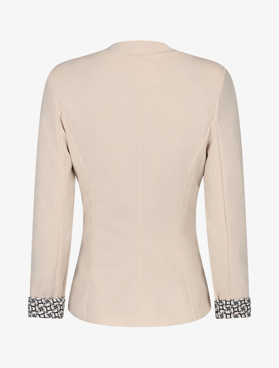 Effen blazer met revers en alfabetprint - Beige - Image 2