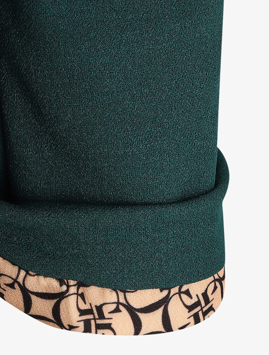 Effen blazer met revers en grafische print - dennengroen - Image 3