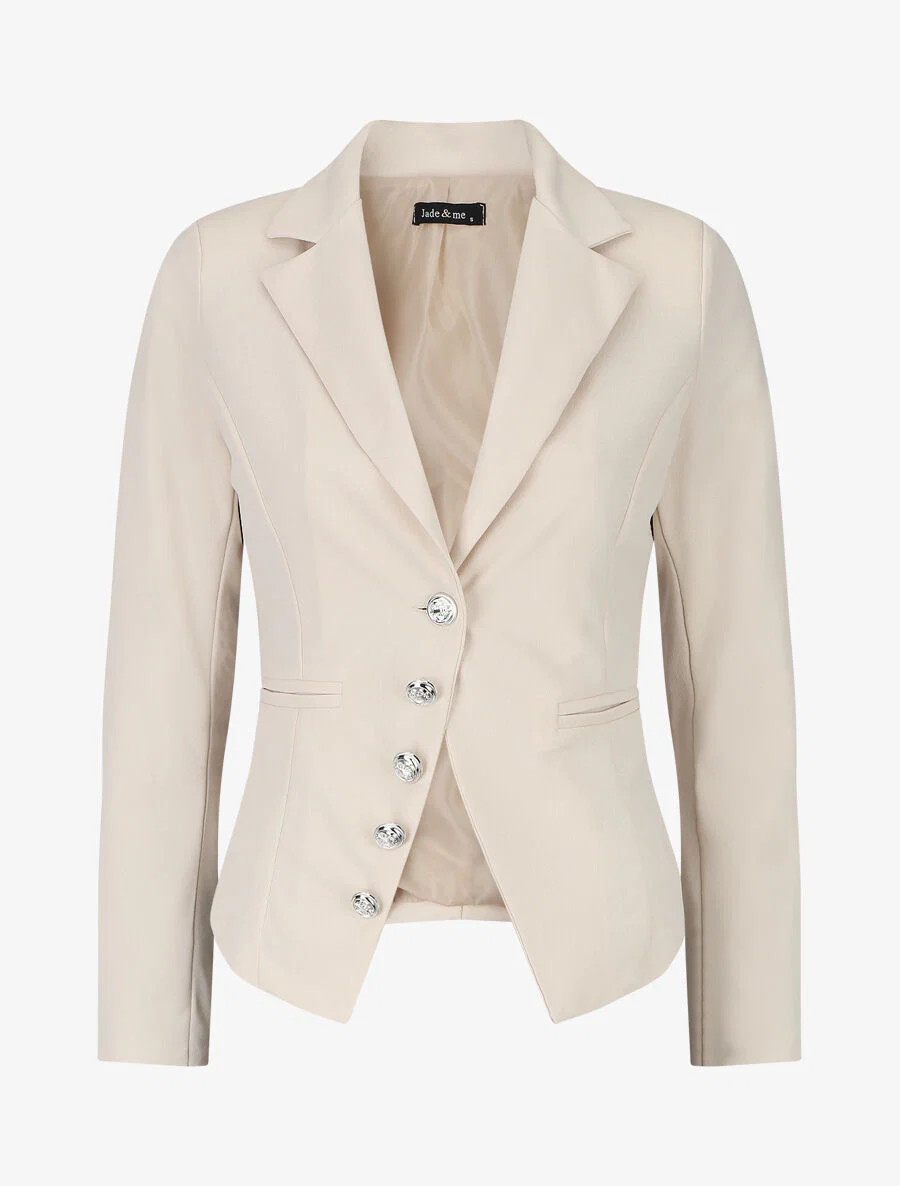 Effen blazer met sierknopen - Beige
