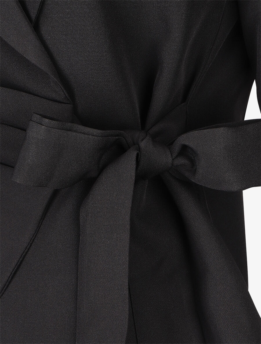 Effen blazer met striksluiting - zwart - Image 3