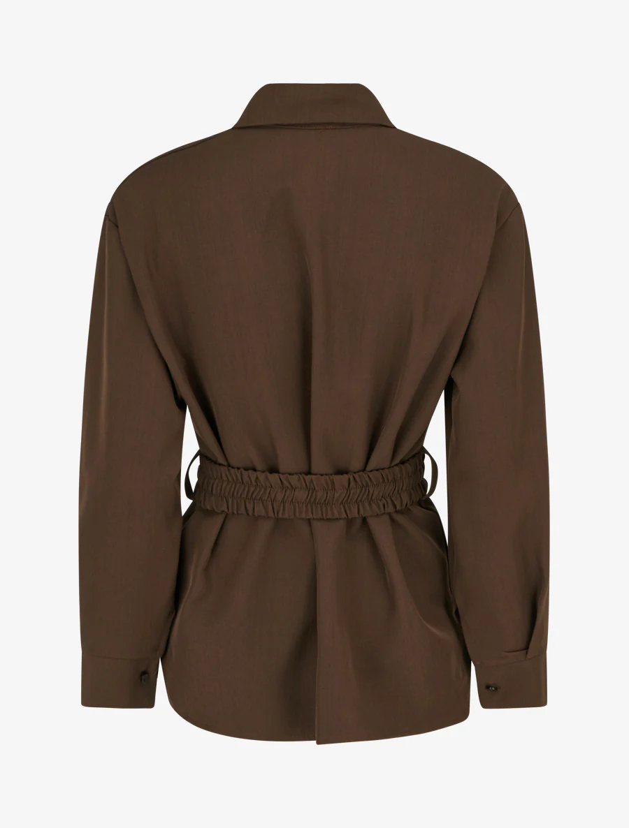 Effen blouse met ceintuur - Bruin - Image 2