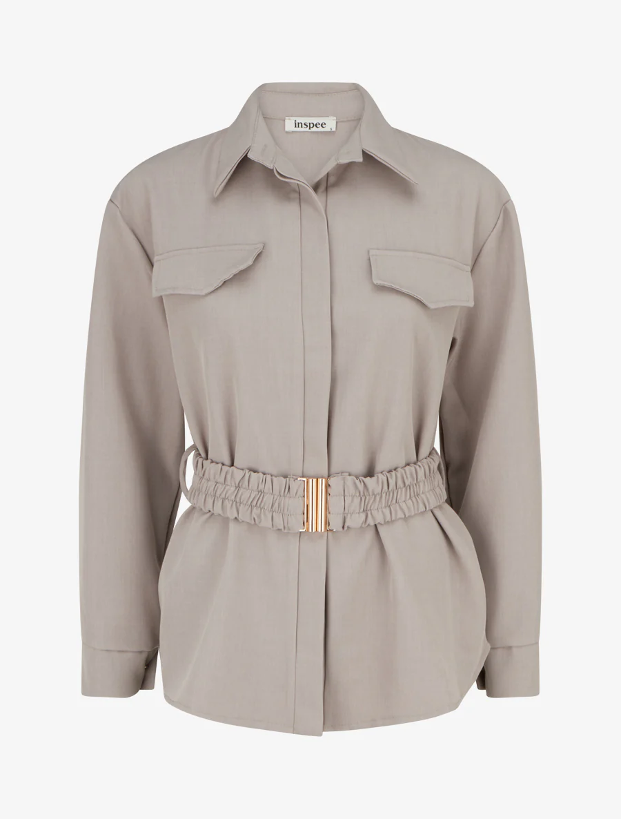 Effen blouse met ceintuur - Lichtmol