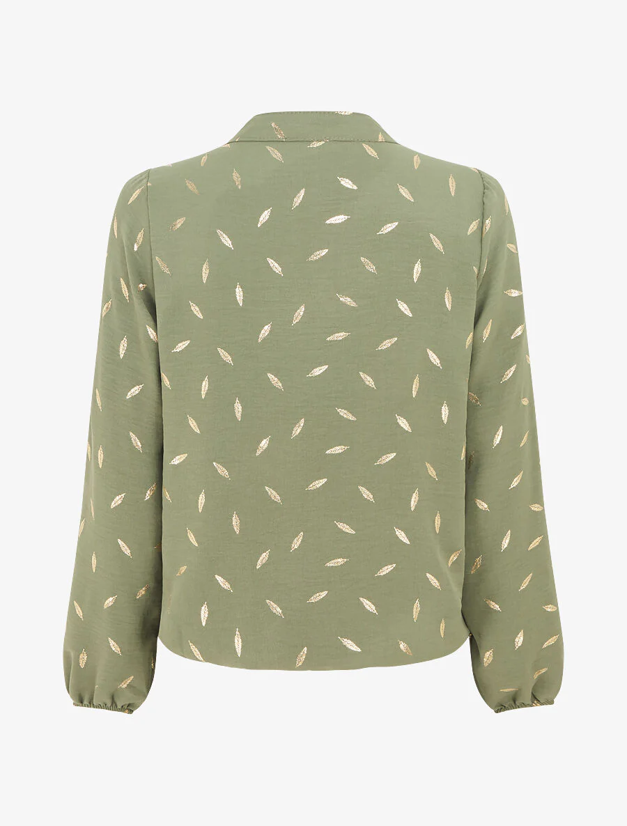 Effen blouse met iriserende veren - Kakigroen - Image 2