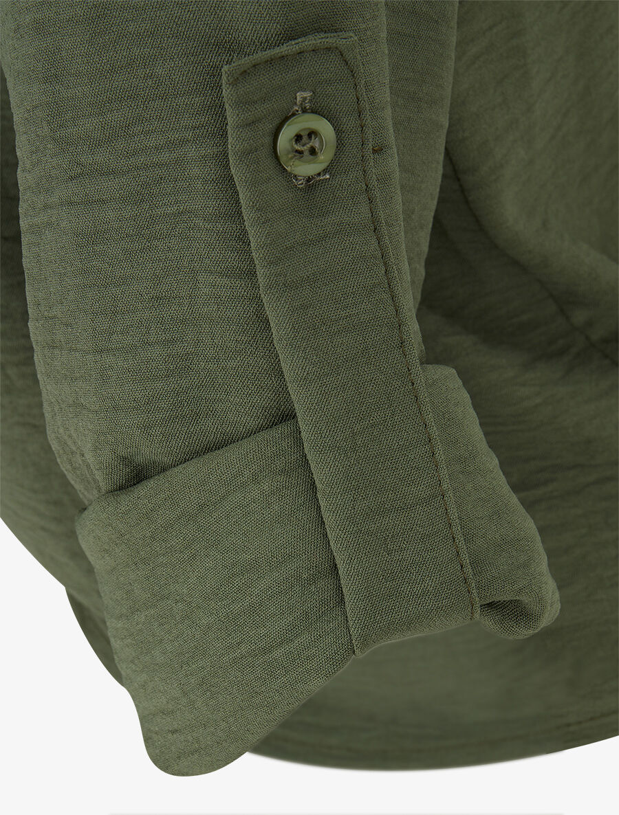 Effen blouse met striksluiting - groen - Image 3