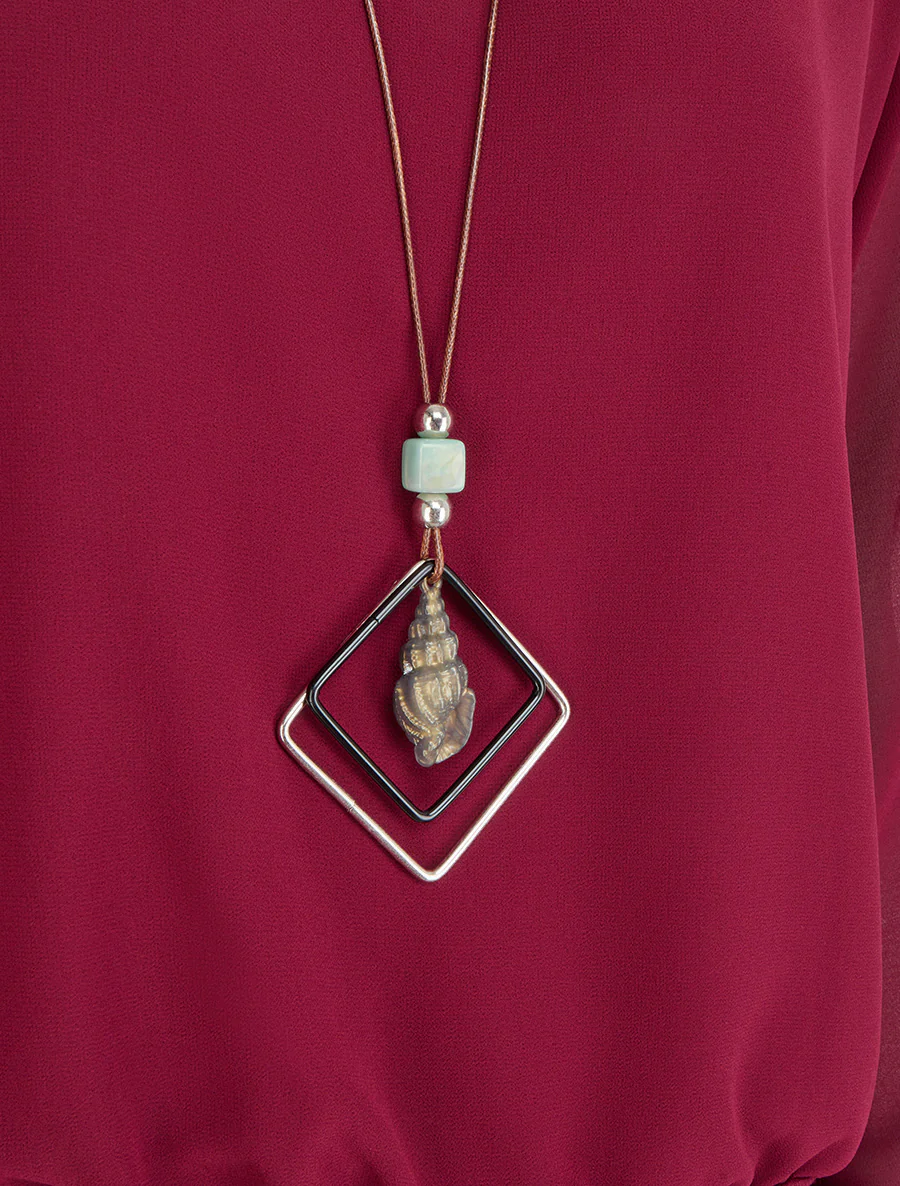 Effen blouse van voile met lange mouwen - Wijnrood - Image 3