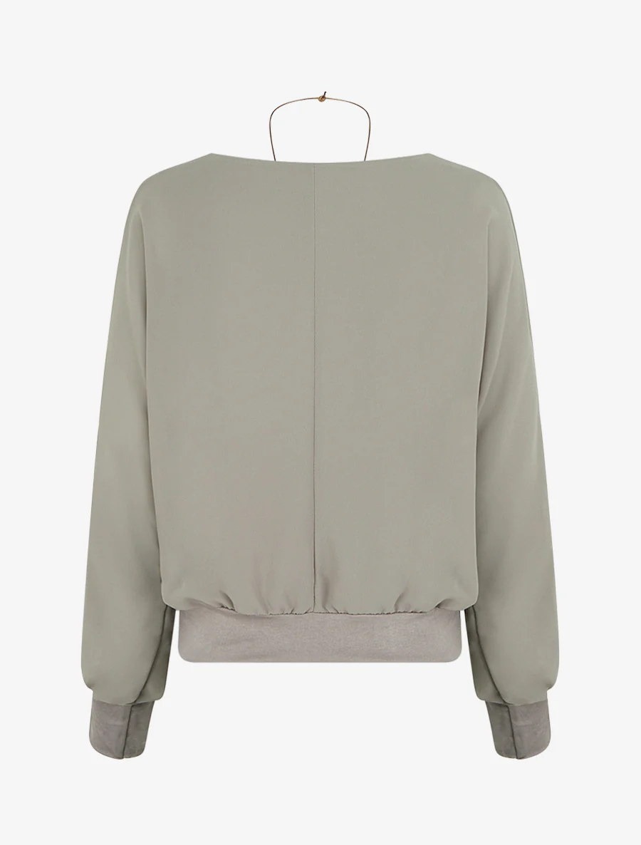 Effen blouse van voile met lange mouwen - Grijs - Image 2