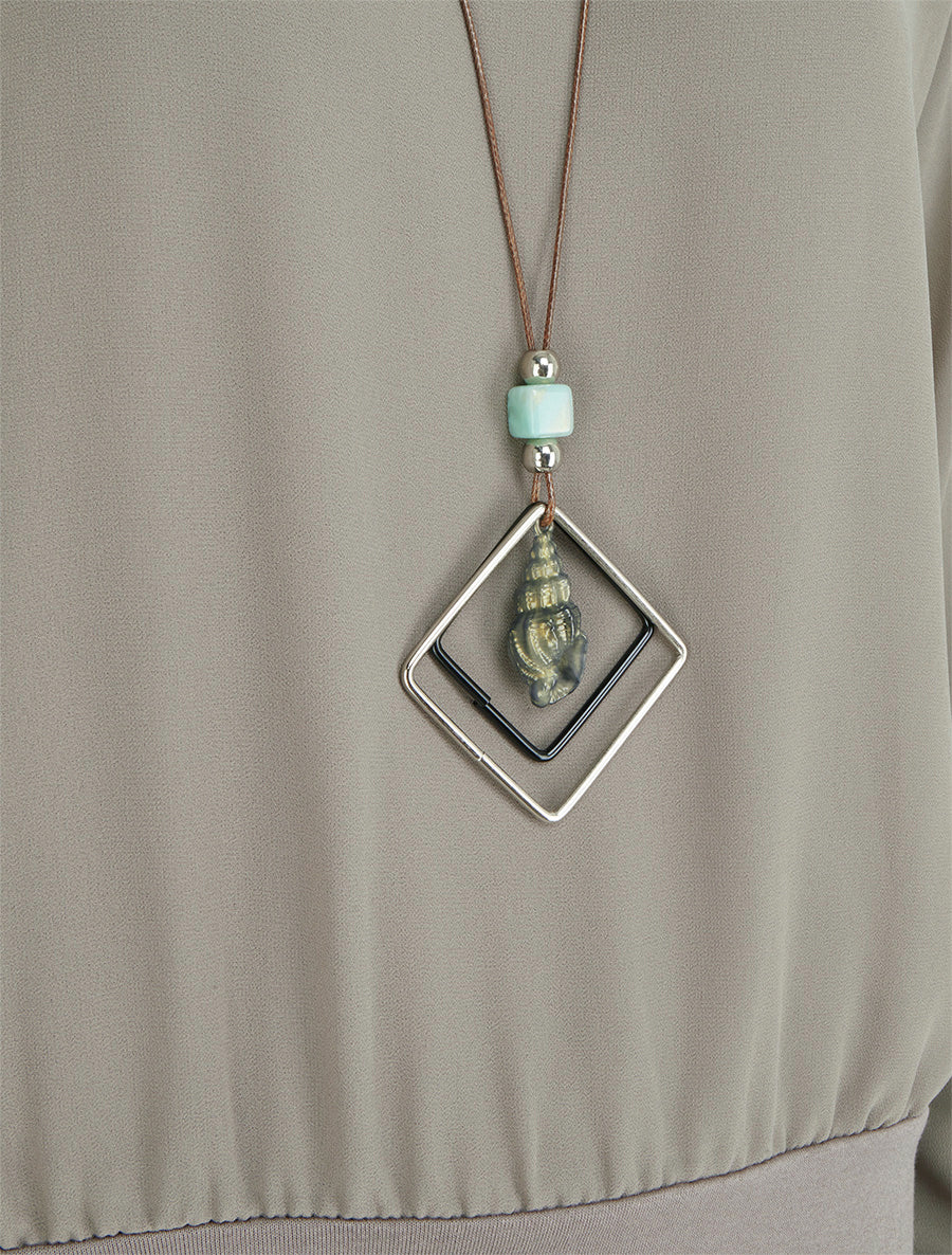Effen blouse van voile met lange mouwen - Grijs - Image 3
