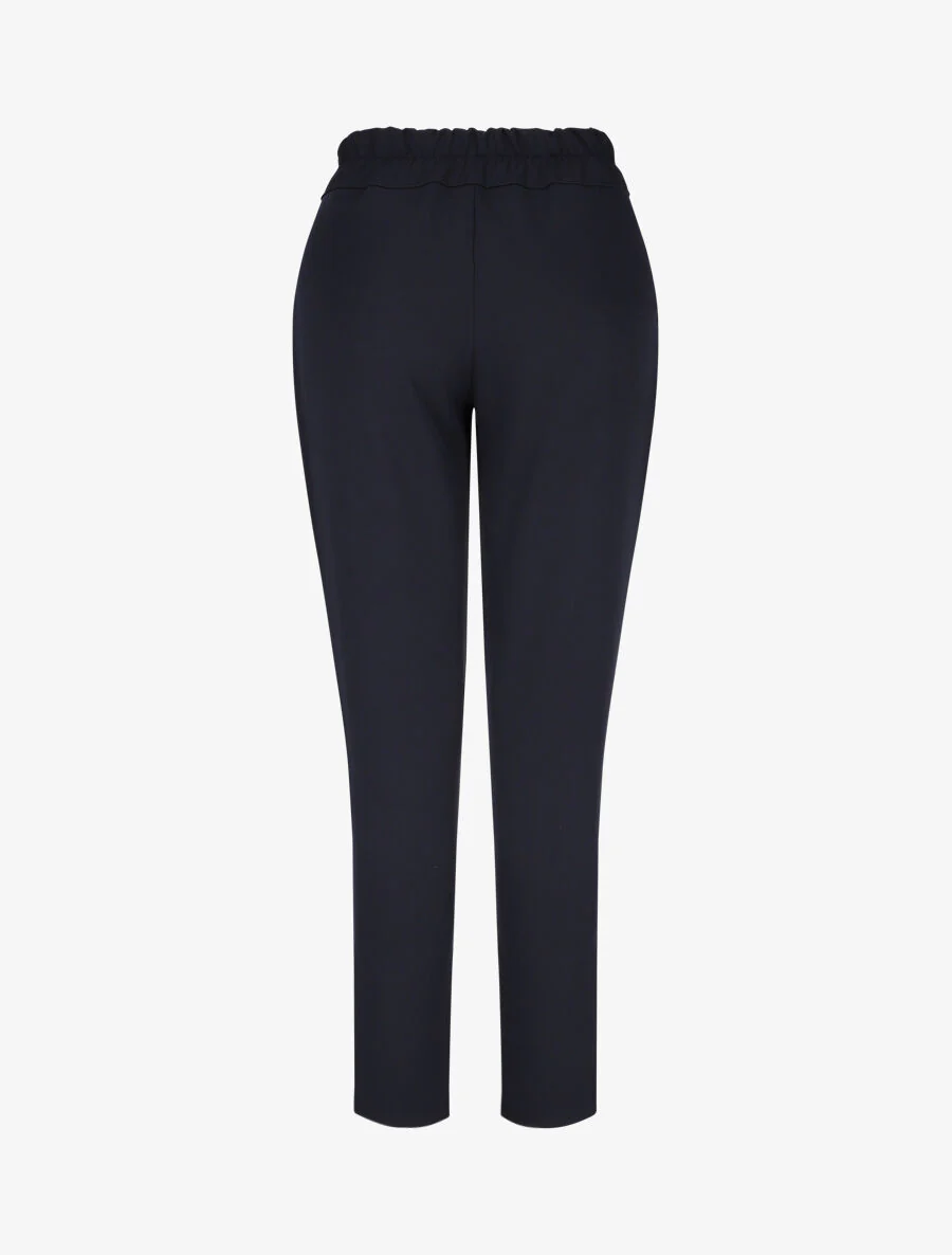 Effen broek met elastische tailleband - Marineblauw - Image 2
