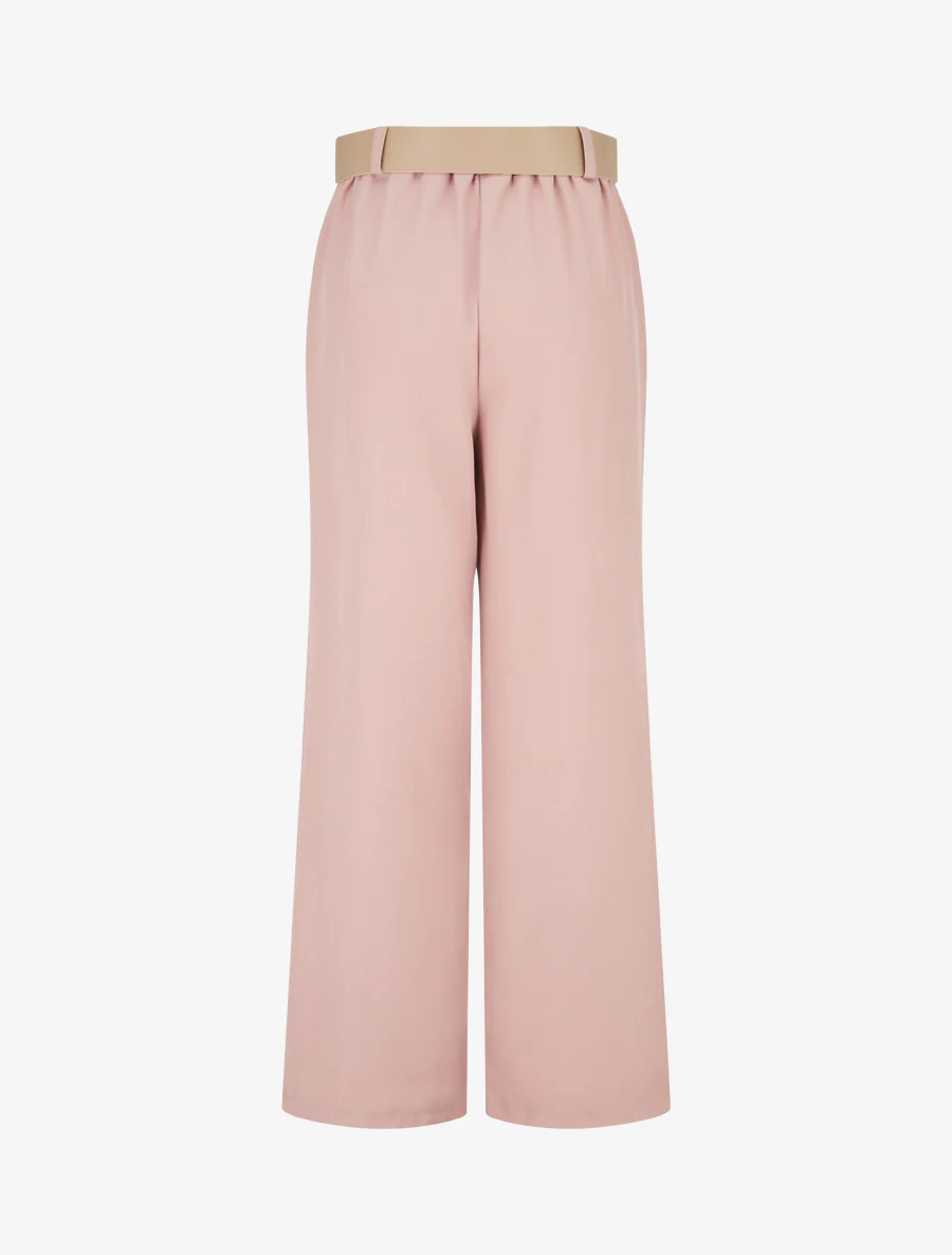 Effen broek met gestileerde riemlus - Roos - Image 2