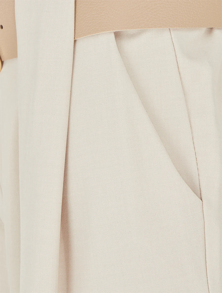 Effen broek met gestileerde riemlus - Beige - Image 3