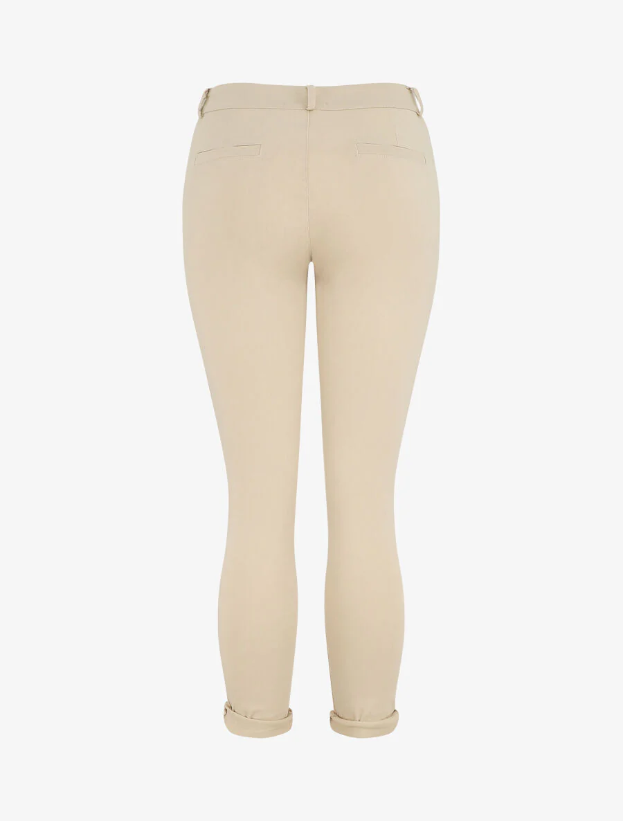 Effen broek met hoge taille - Beige - Image 2