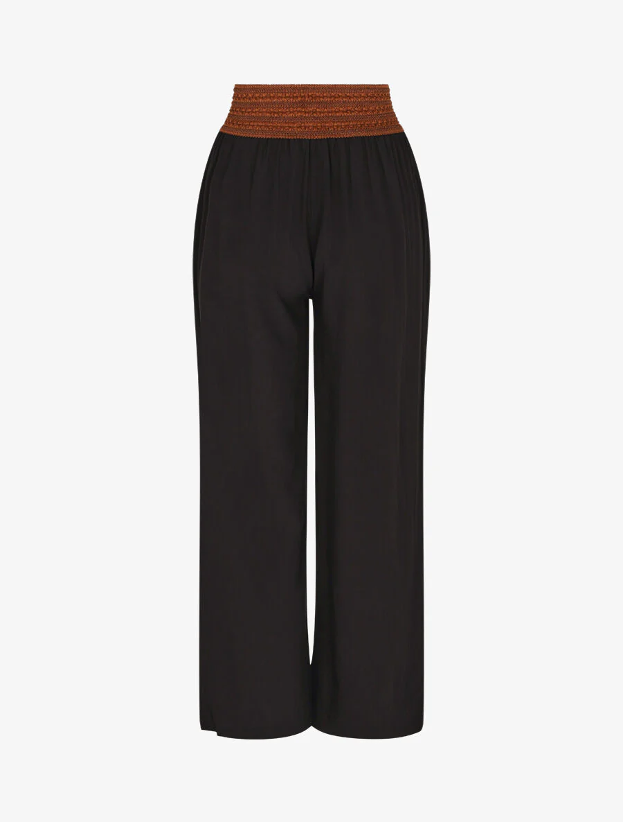 Effen broek met hoge taille. korset model - zwart - Image 2