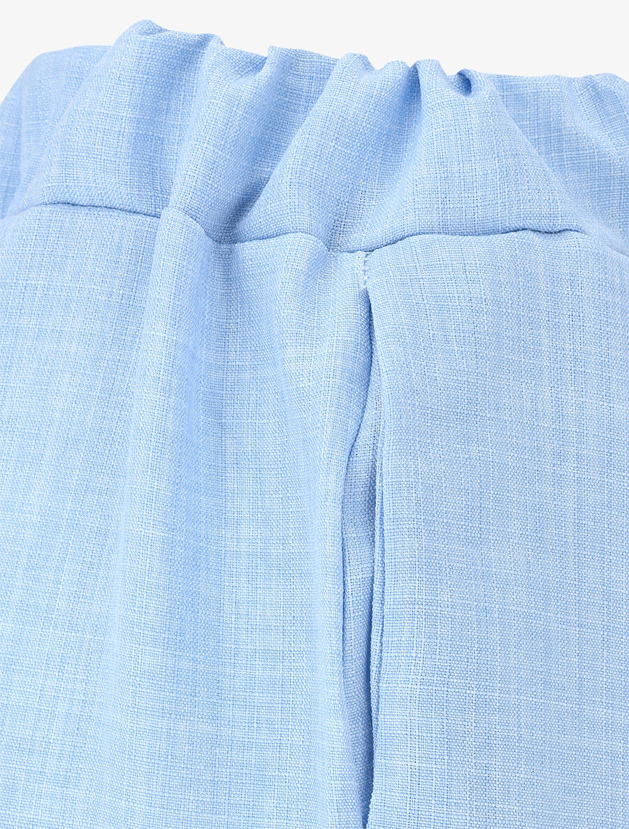 Effen broek met linnenlook - blauw - Image 3