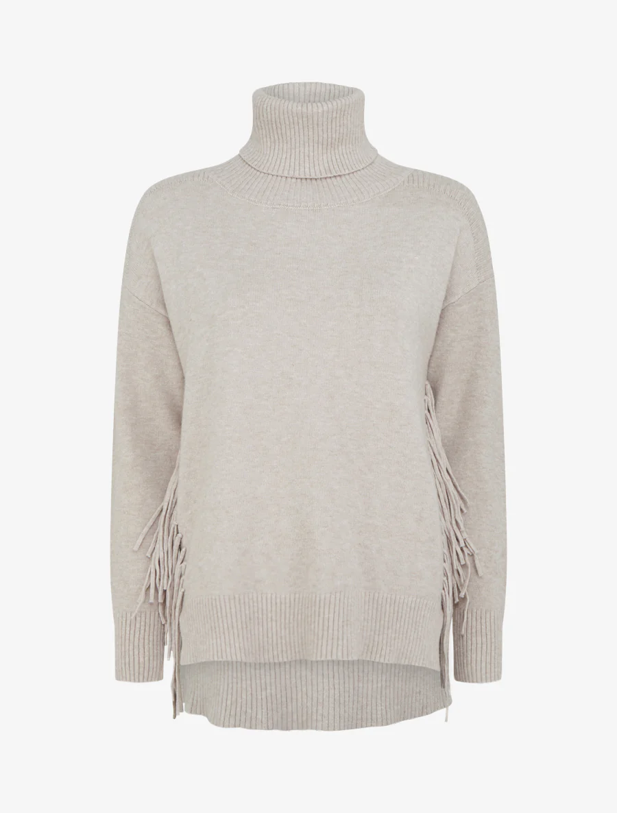 Effen coltrui met franjes - Beige - Image 2
