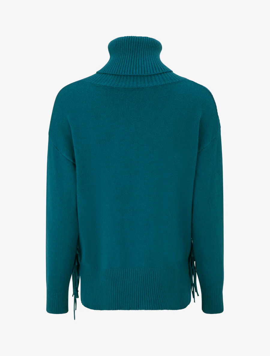 Effen coltrui met franjes - Eendenblauw - Image 2