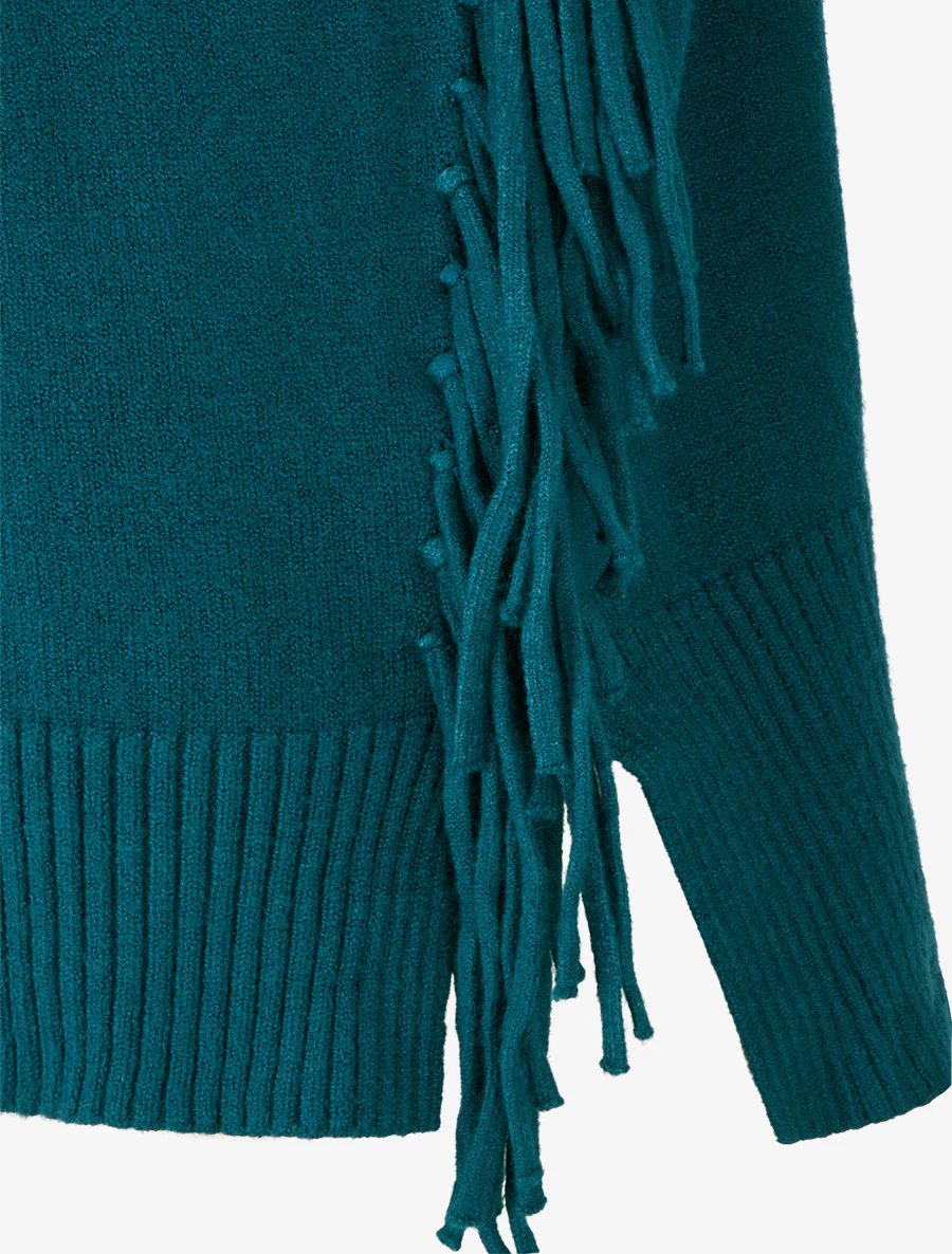 Effen coltrui met franjes - Eendenblauw - Image 3