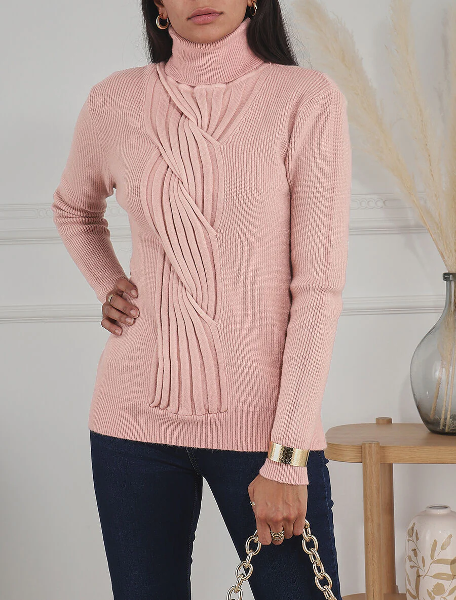 Effen coltrui met gedraaid patroon - Roze - Image 4
