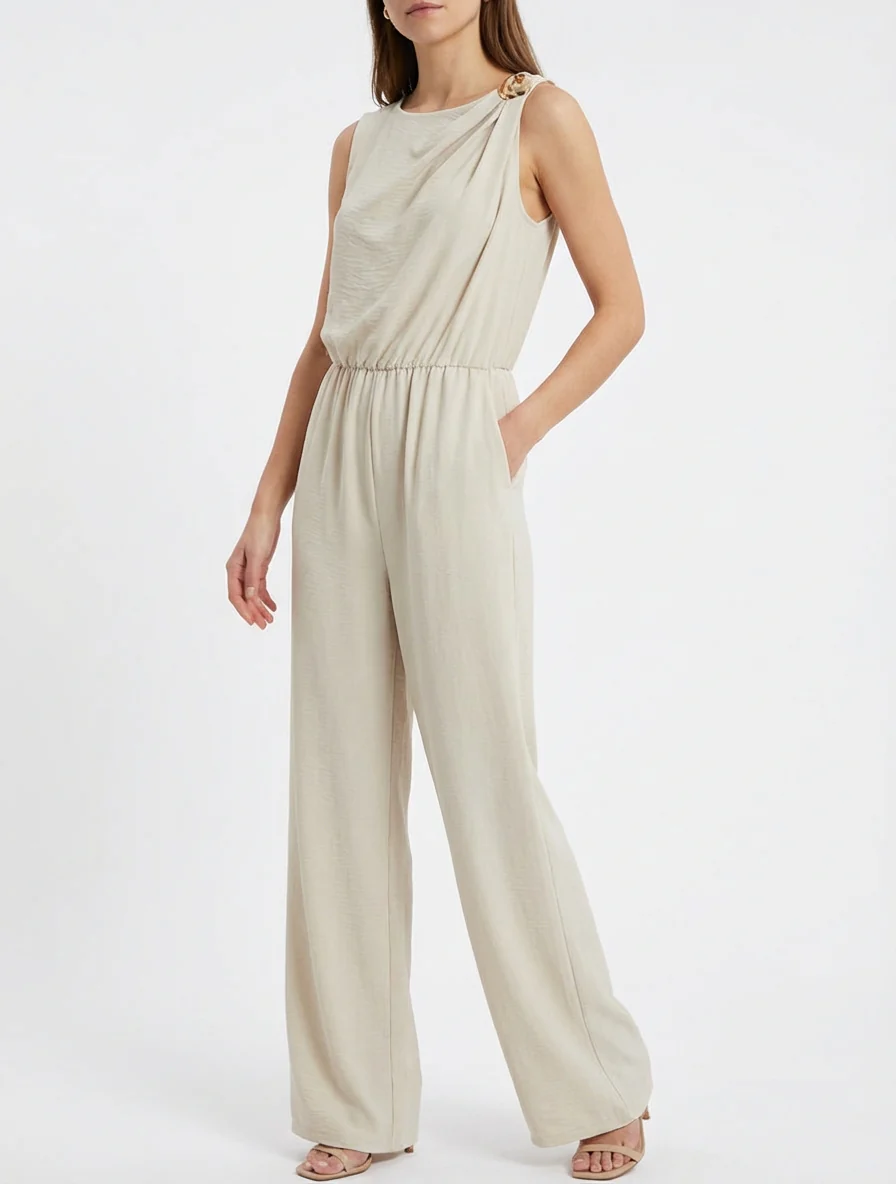 Effen combinatie met sierstuk. - Beige - Image 4
