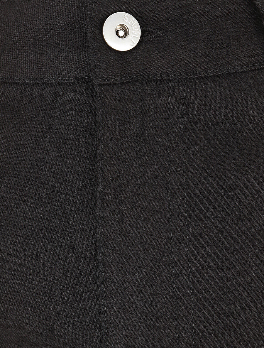 Effen denim shorts met omslag - Zwart - Image 3