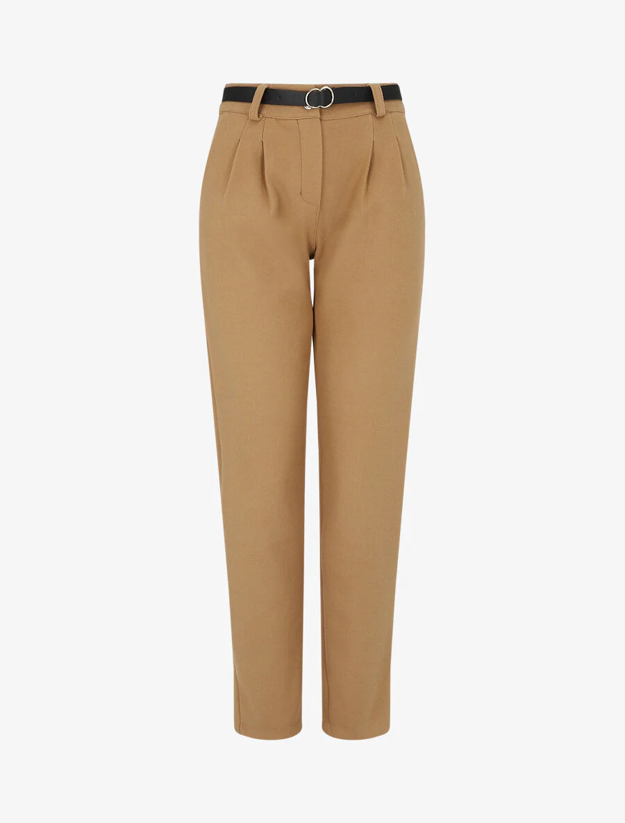 Effen dikke broek. recht model - Kameel