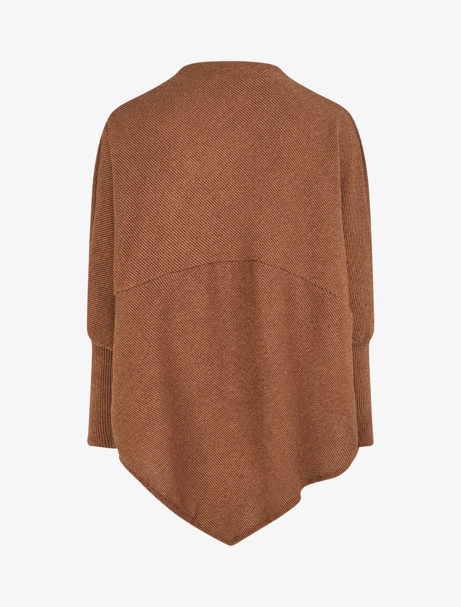 Effen dunne poncho met lange mouwen - Bruin - Image 2