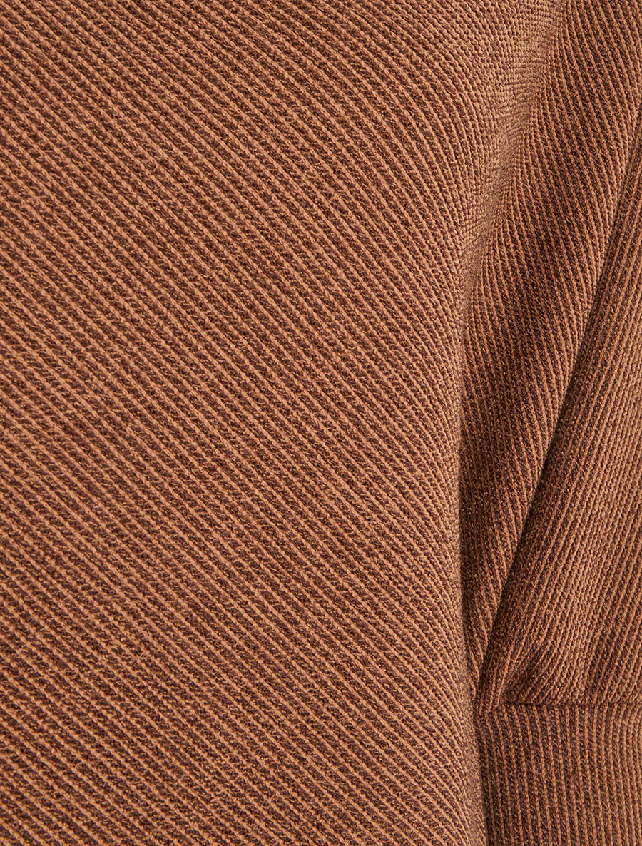Effen dunne poncho met lange mouwen - Bruin - Image 3