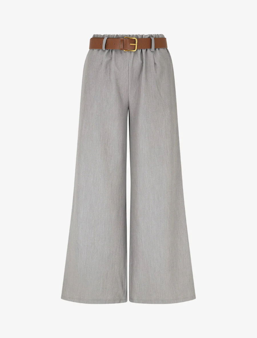 Effen en elastische lange broek - Grijs