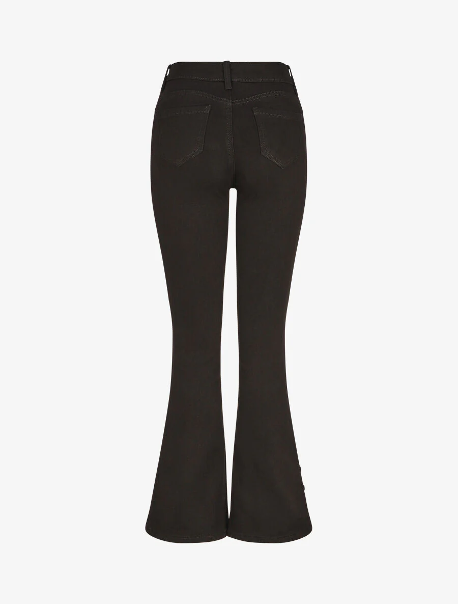 Effen flare jeans met sierknopen - Zwart - Image 2