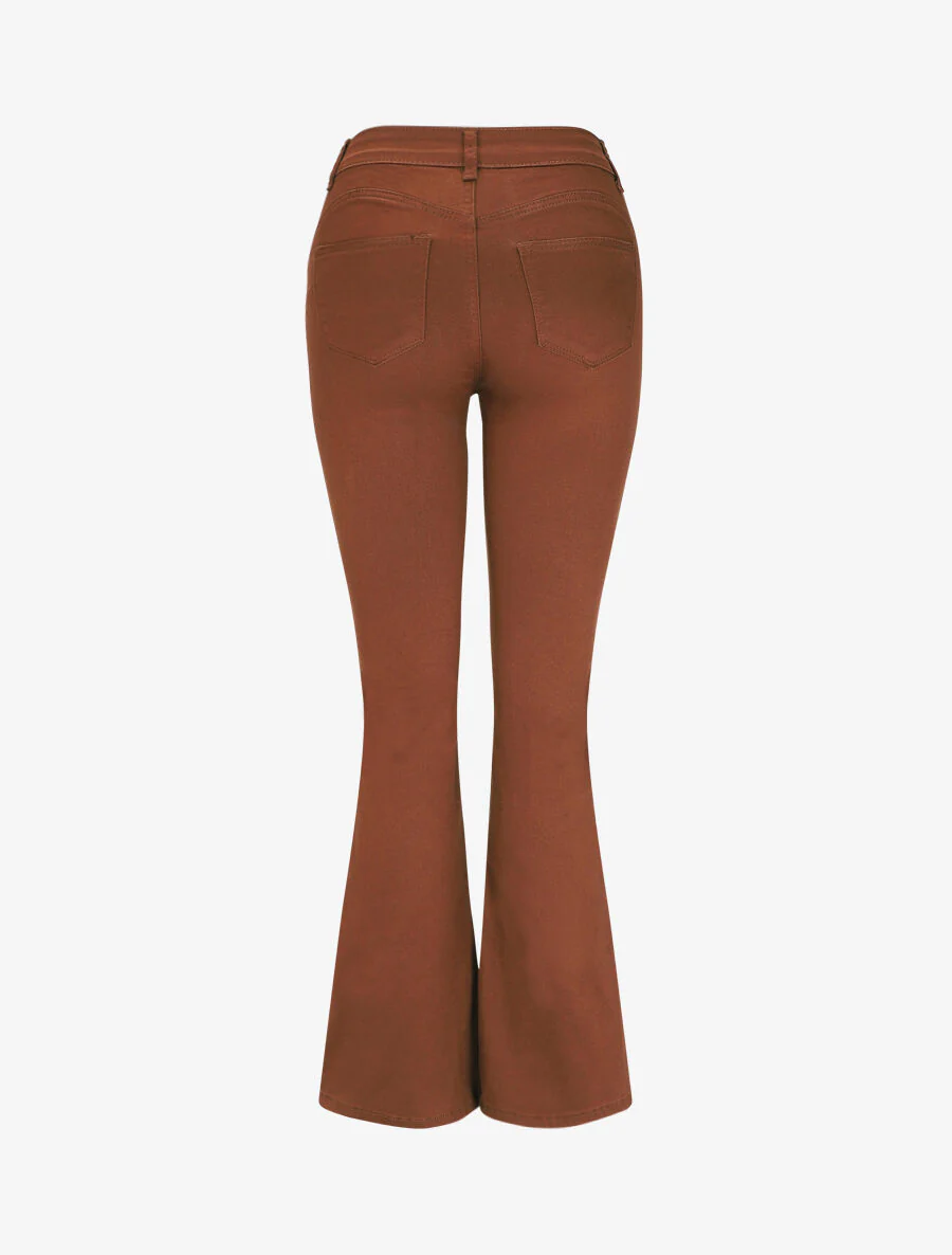 Effen flare jeans met standaard taille - bruin - Image 2