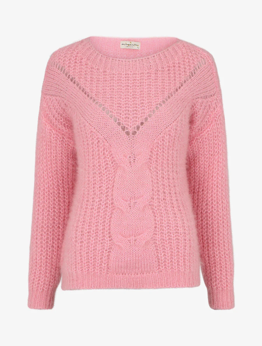 Effen. fluffy trui - Roze