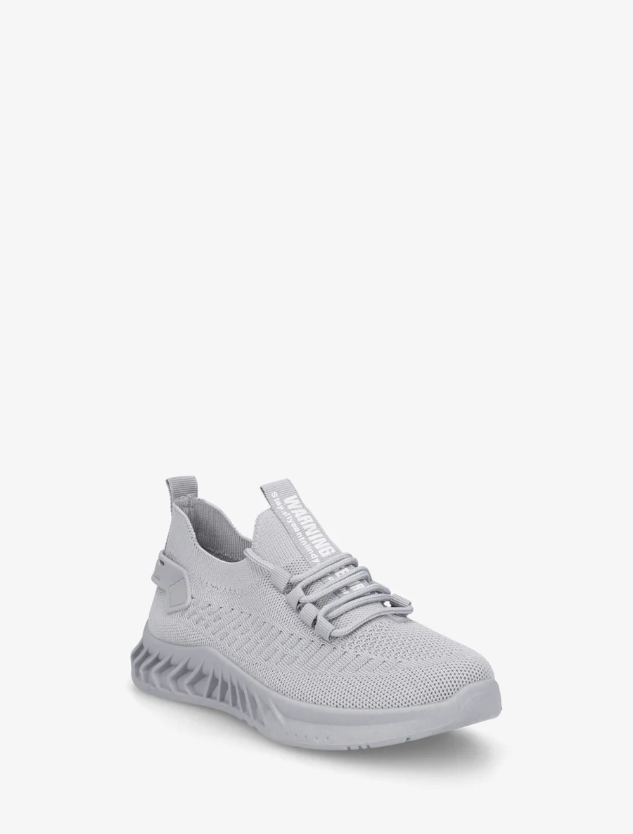 Effen gebreide sneakers met gestileerde zool - Grijs - Image 2