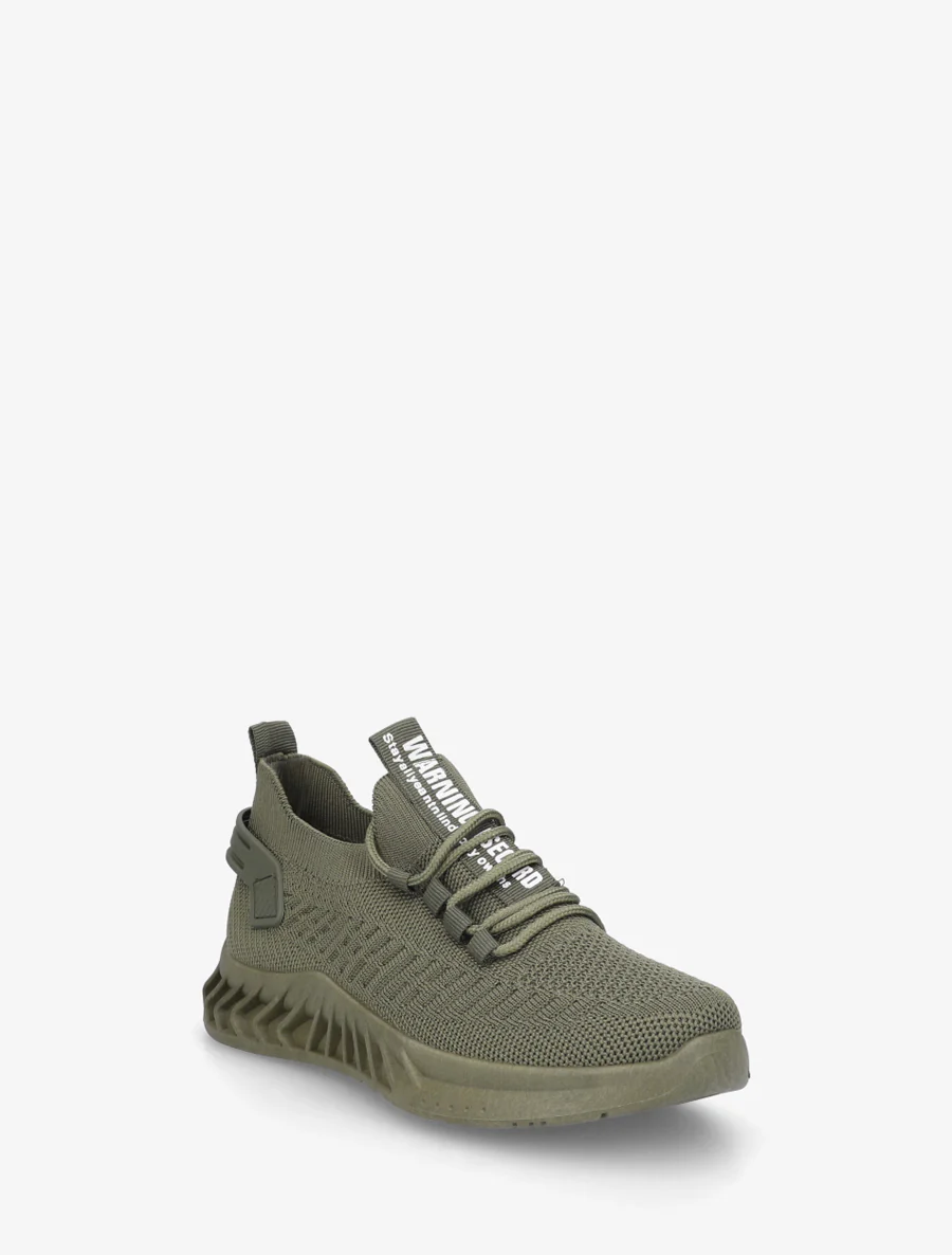 Effen gebreide sneakers met gestileerde zool - Kaki - Image 2