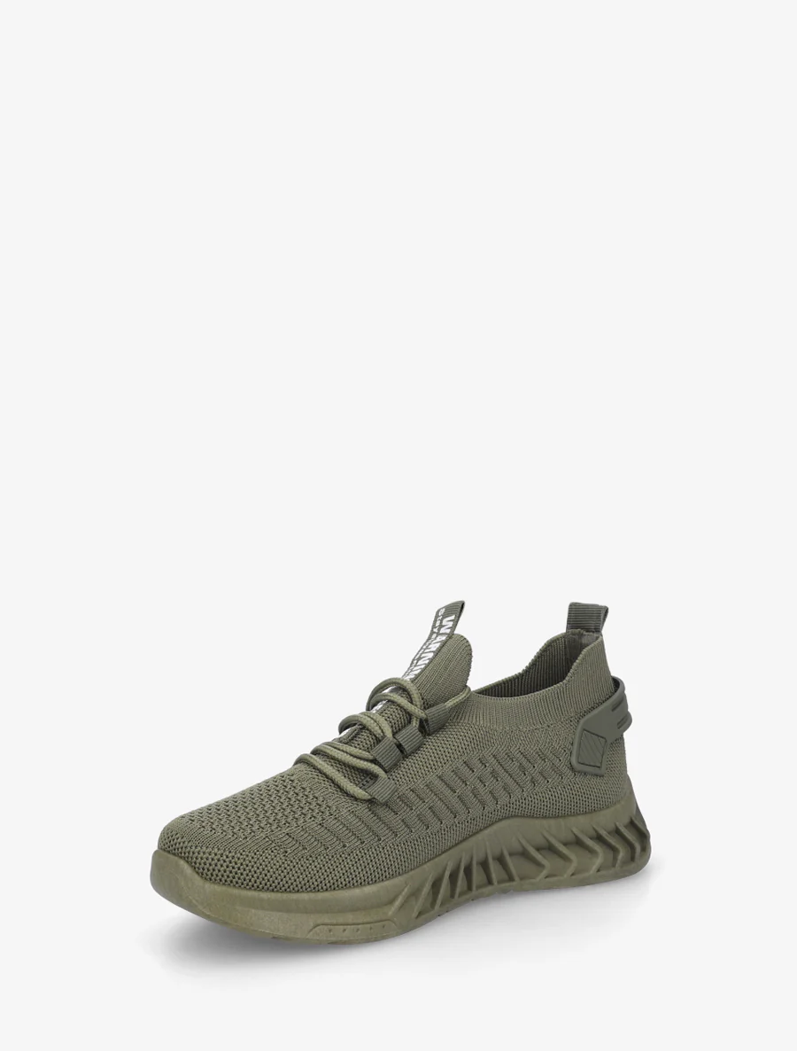 Effen gebreide sneakers met gestileerde zool - Kaki - Image 3