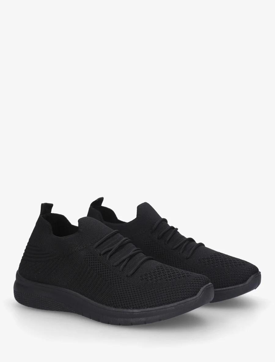 Effen gebreide sneakers - Zwart - Image 4