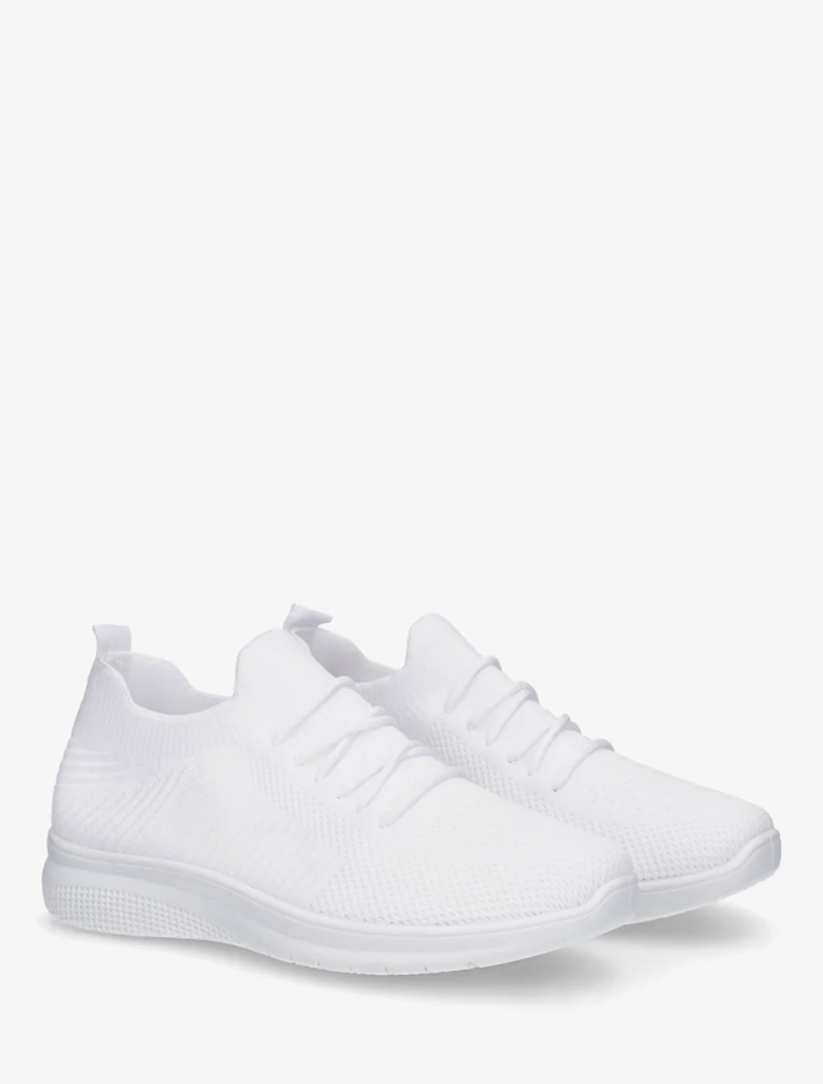Effen gebreide sneakers - Wit - Image 4