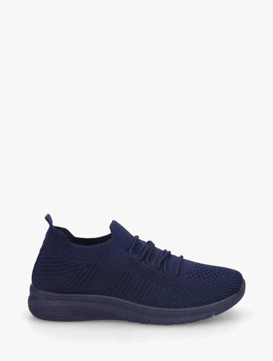 Effen gebreide sneakers - Marine