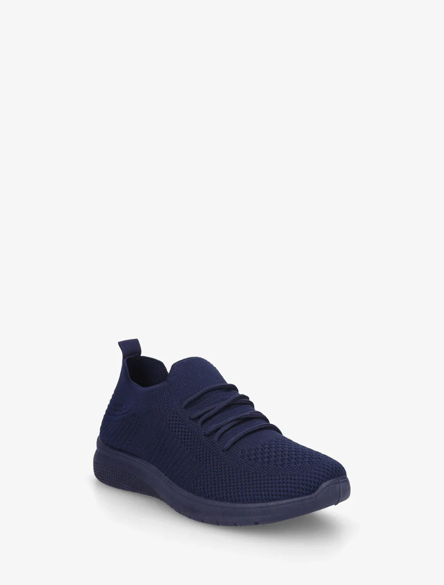Effen gebreide sneakers - Marine - Image 2