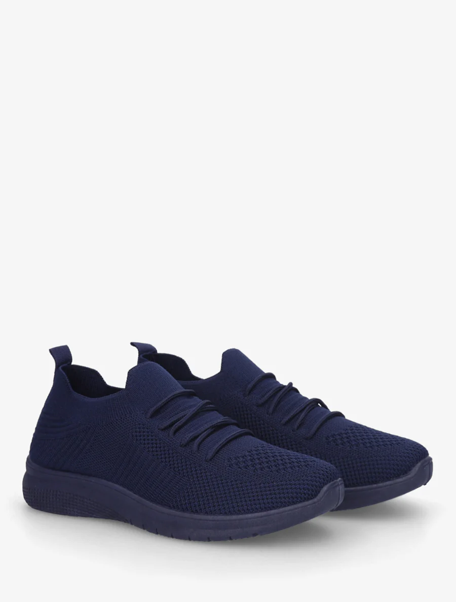 Effen gebreide sneakers - Marine - Image 4