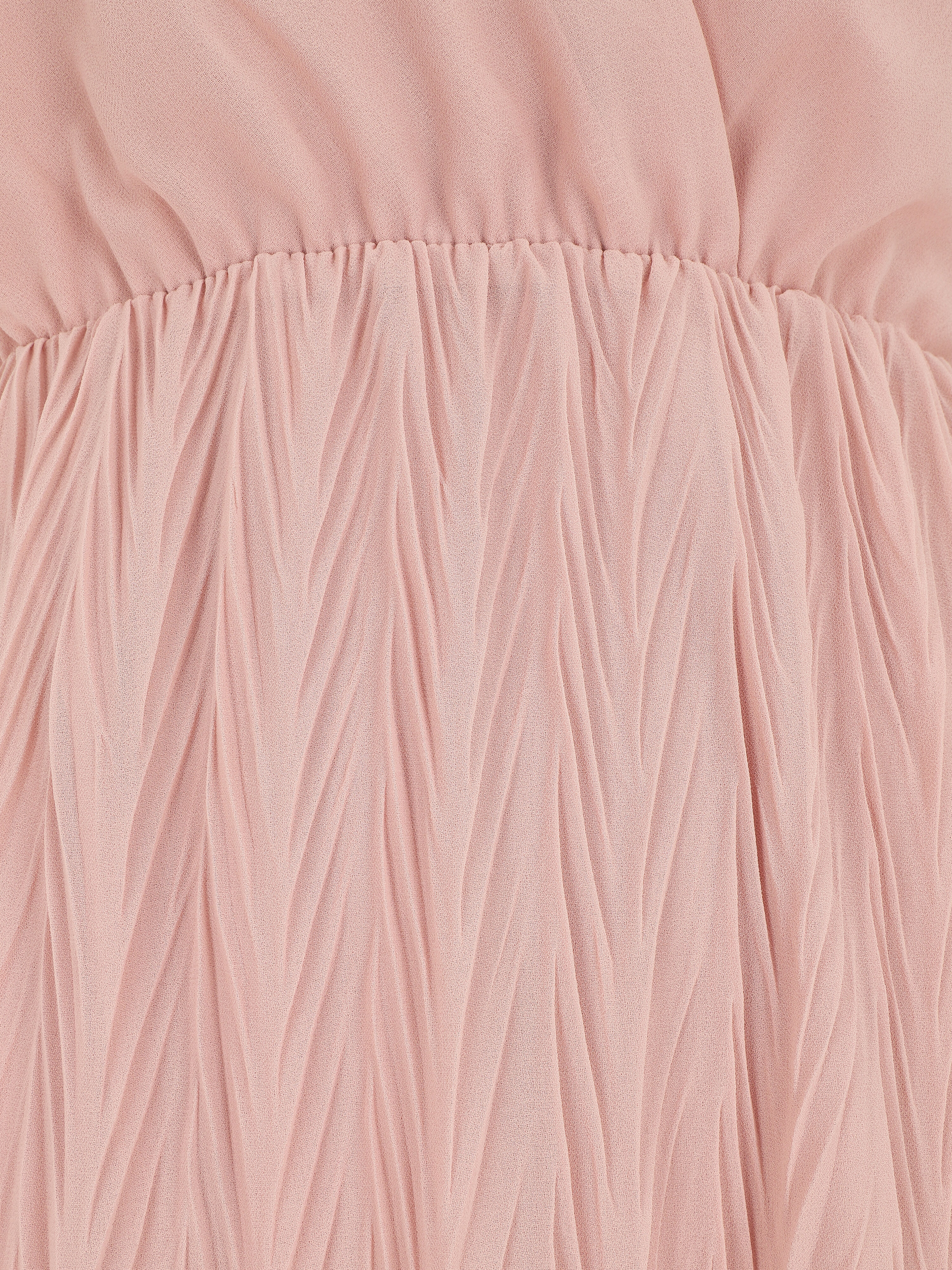 Effen. geplooide lange jurk met wikkelhals - Roze - Image 3