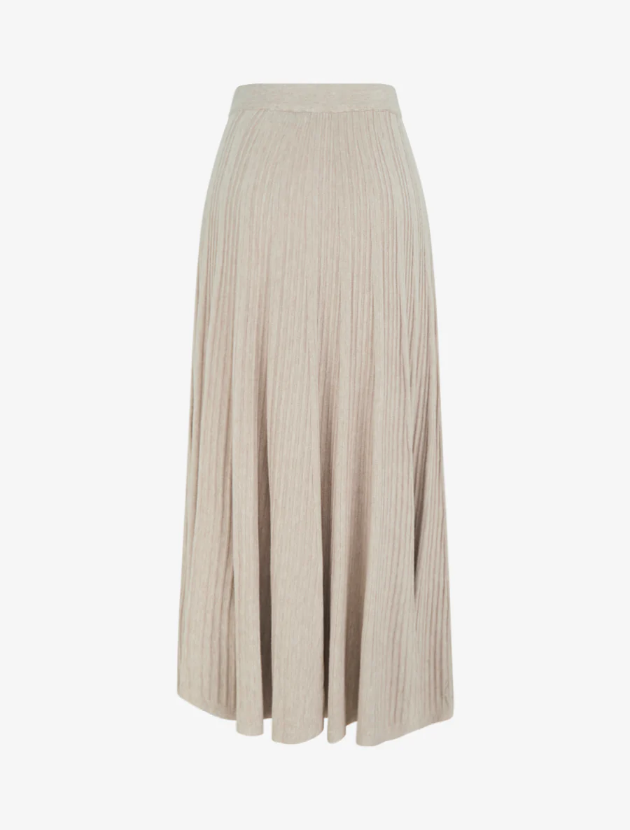 Effen geplooide lange rok - Beige - Image 2