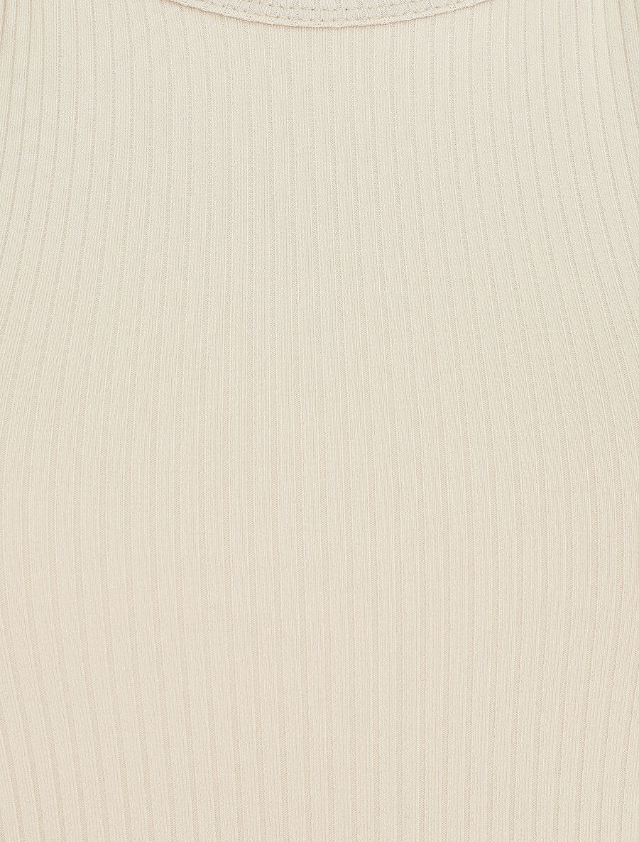 Effen geribbelde tanktop - beige - Image 3