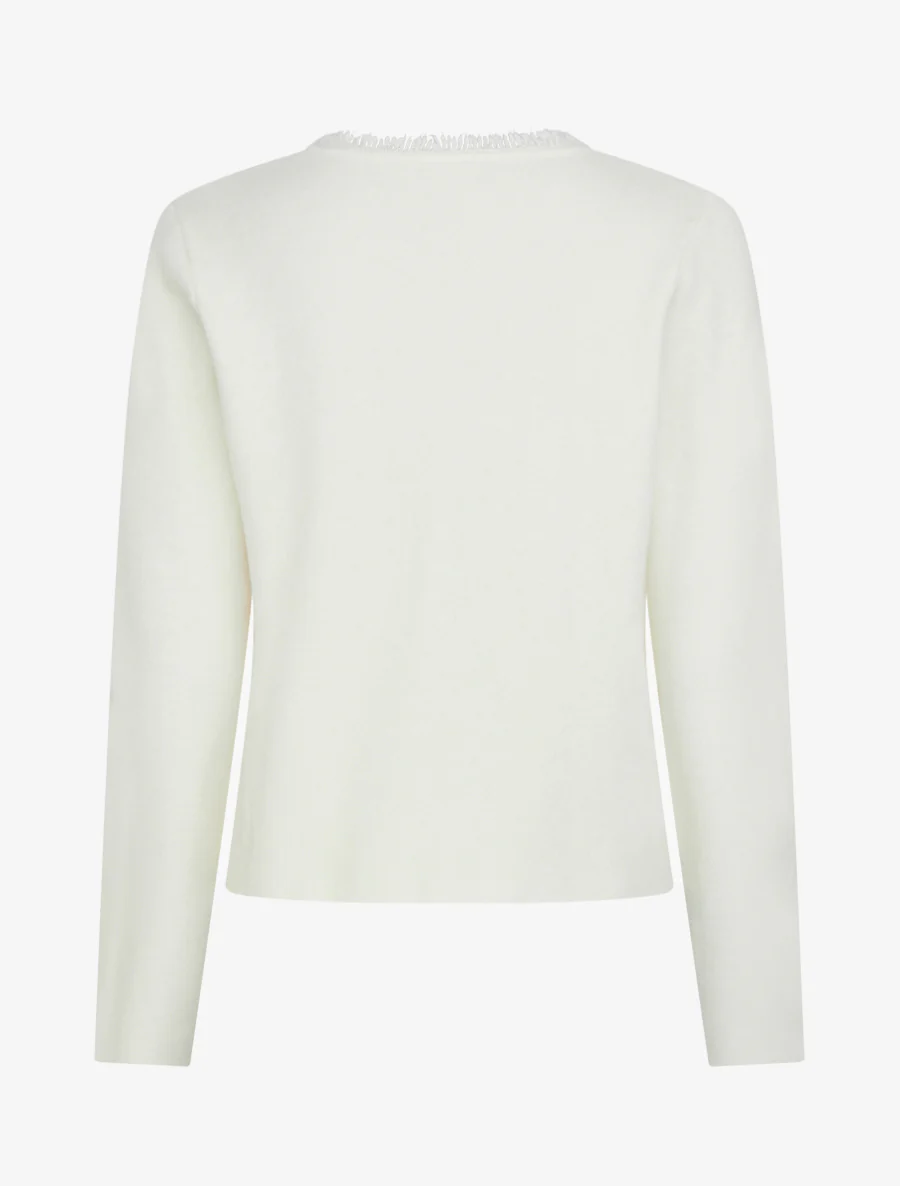 Effen gilet met rafelig detail - Crème - Image 2