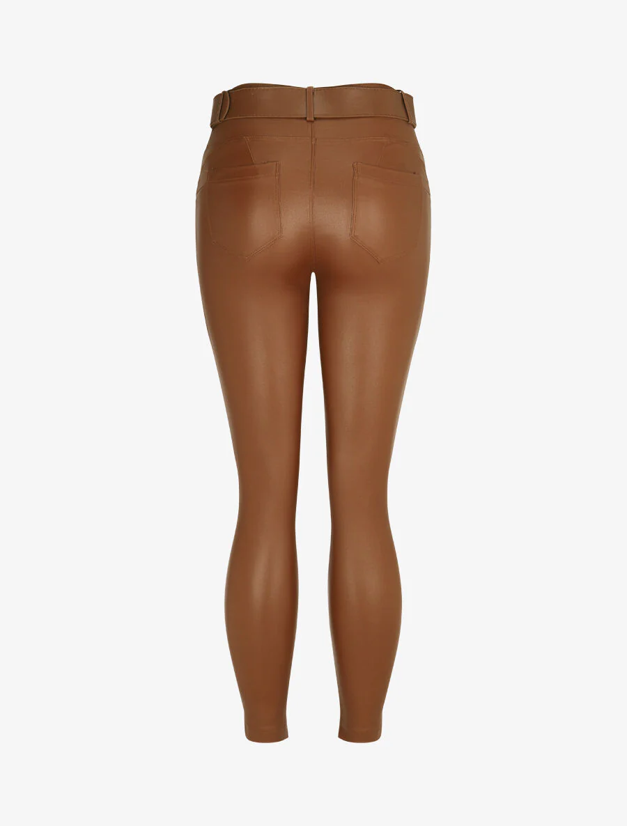 Effen imitatiebroek met riem - Kameel - Image 2