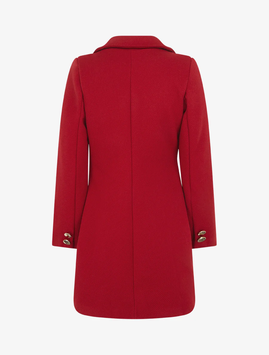 Effen jas met knoopsluiting en inkeping kraag - Rood - Image 2