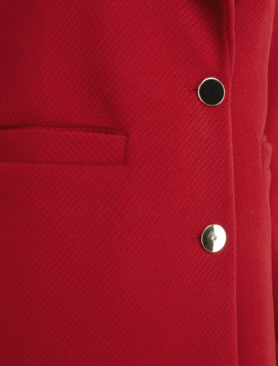 Effen jas met knoopsluiting en inkeping kraag - Rood - Image 3