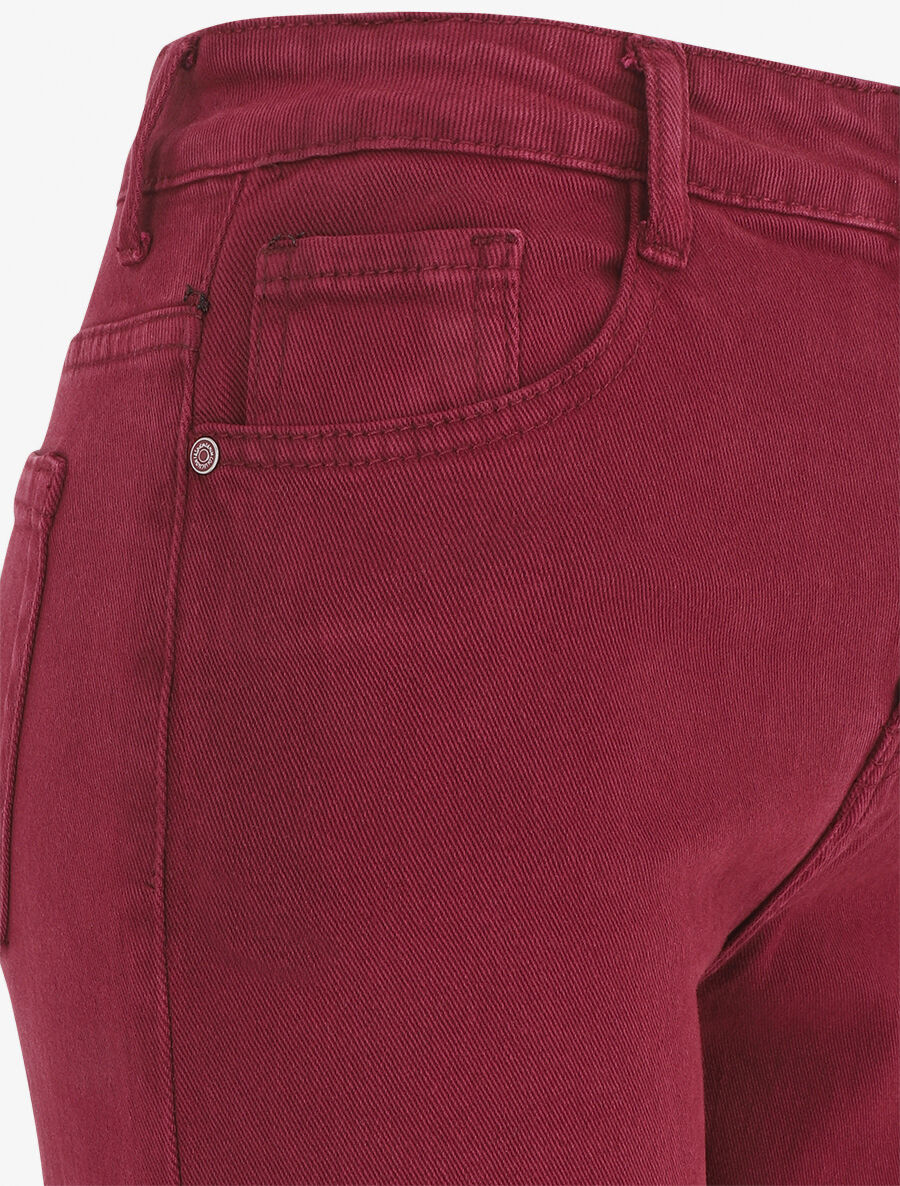 Effen jeans met hoge taille - bordeaux - Image 3