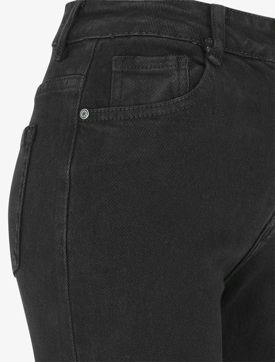 Effen jeans met hoge taille - Zwart - Image 3