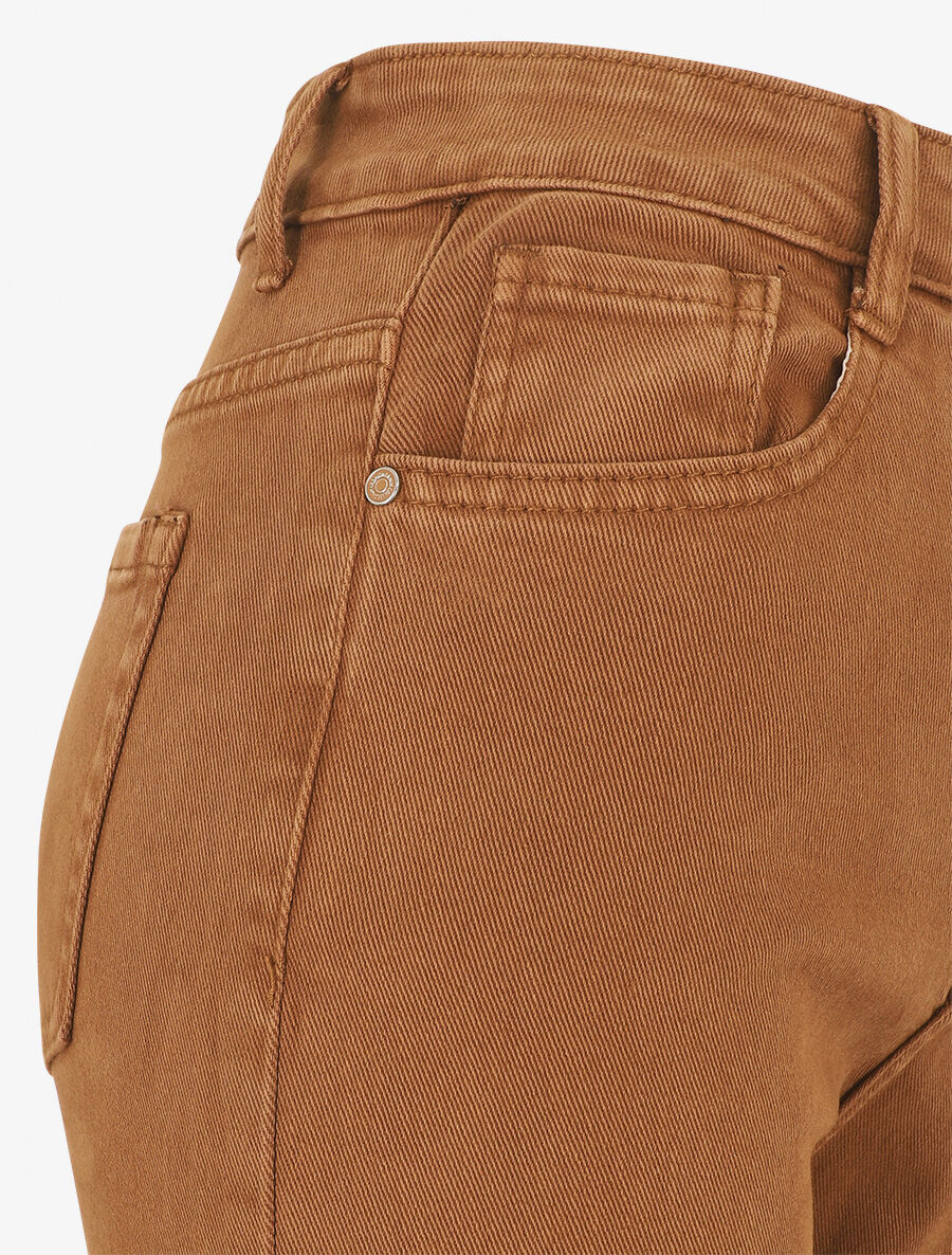 Effen jeans met hoge taille - Kameel - Image 3