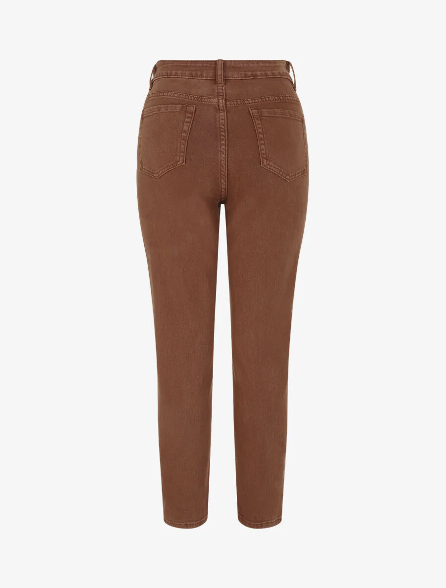 Effen jeans met hoge taille - Bruin - Image 2