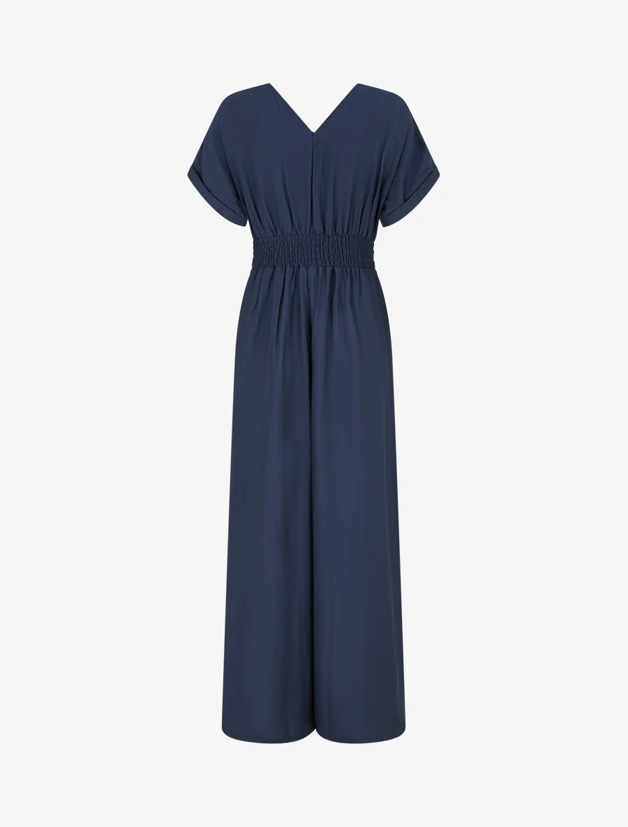 Effen jumpsuit met korte mouwen - Marine - Image 2